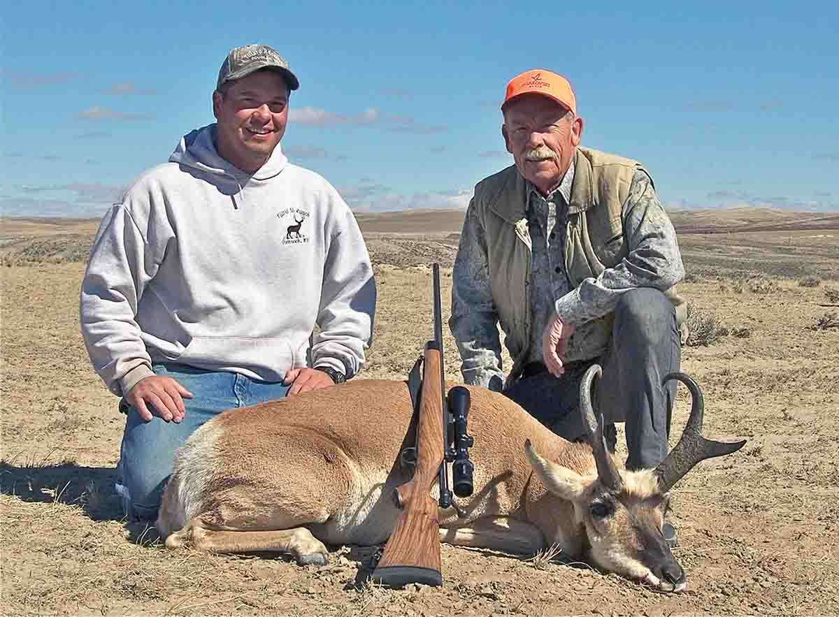 Dave got a shot at 60 yards when this antelope stopped to look at Casey Tillard’s sweatshirt.